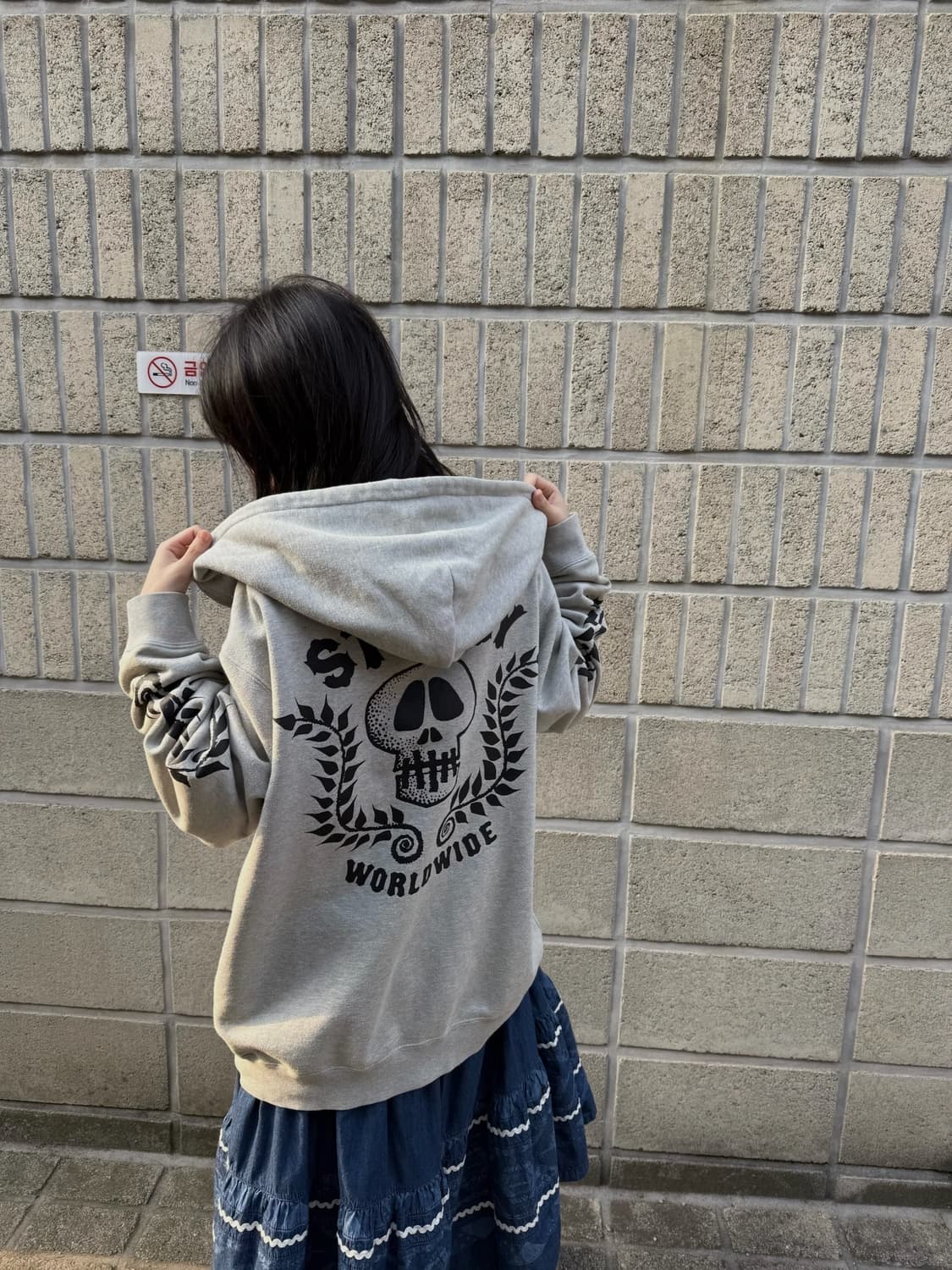 스투시 스컬 로고 디테일 후드집업 상품이미지4