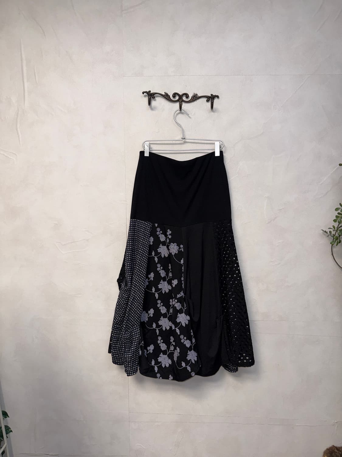 Black oriental patchwork shirring ops/sk 상품이미지4