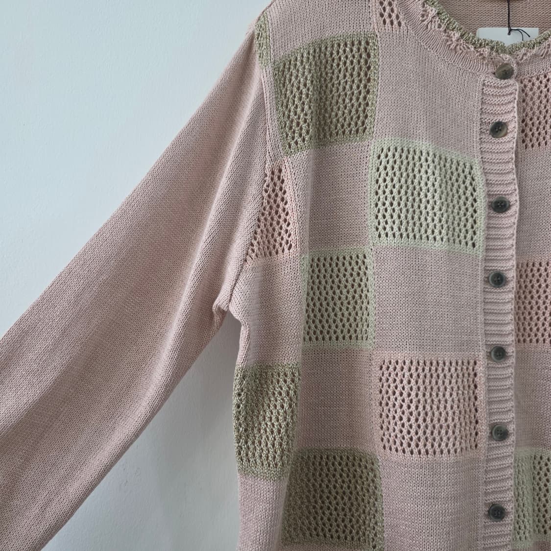 핑크 스퀘어 펀칭 코튼 가디건 상품이미지7