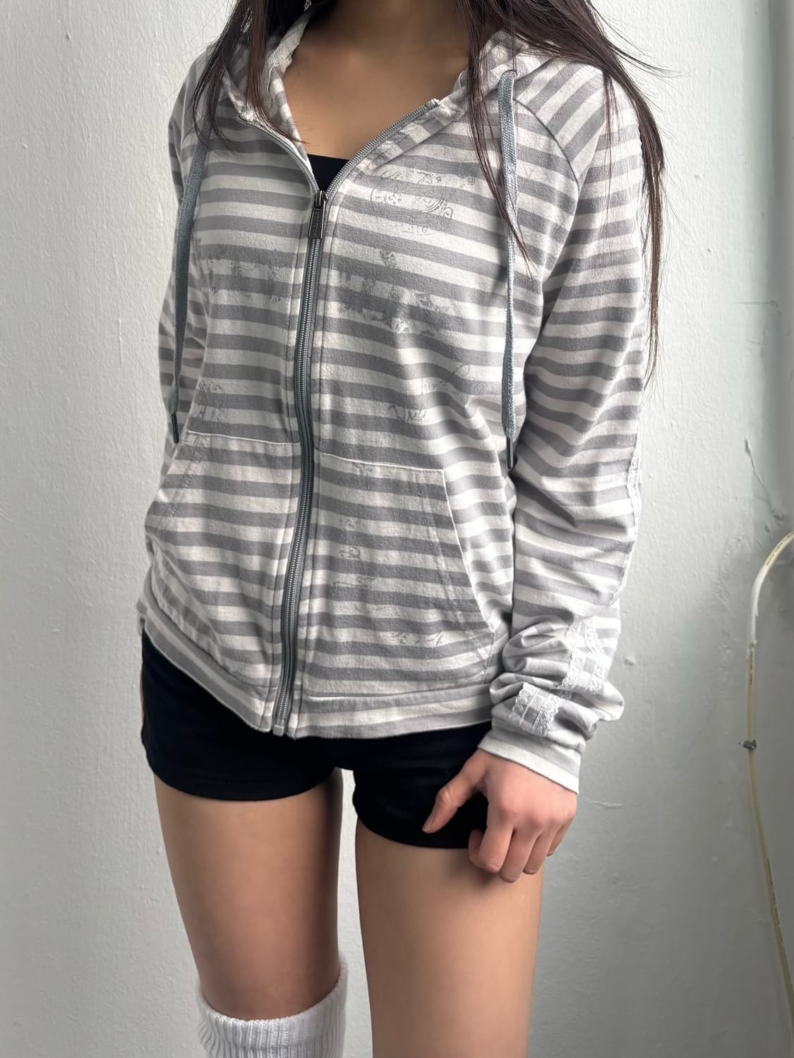 Vintage Prenda Grey Stripe Hood Zip-Up 상품이미지7