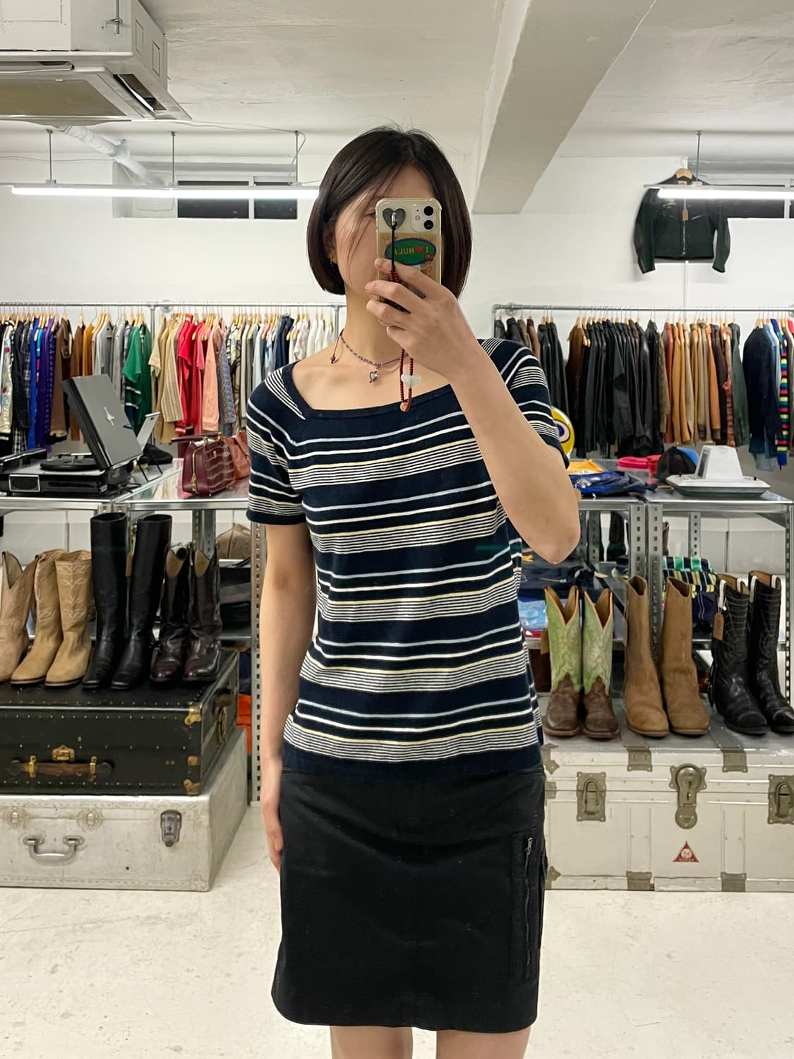 EDDIE BAUER knit half t-shirt 스퀘어넥 니트 티 상품이미지1