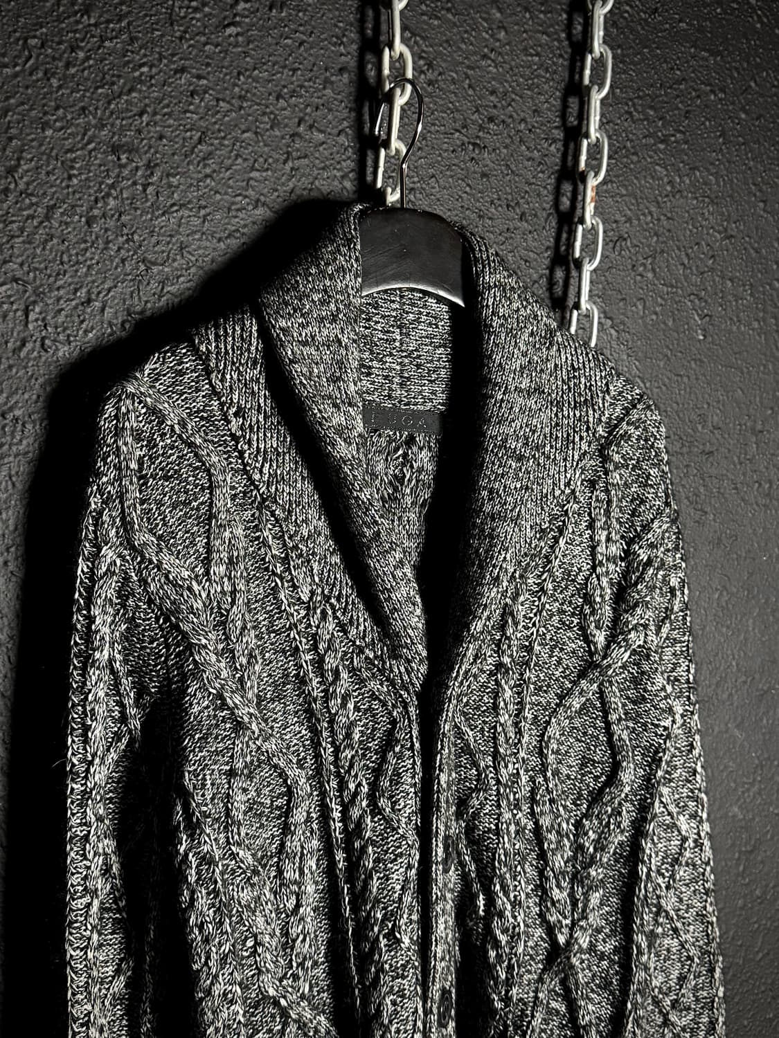 FUGA – Grey Cable Knit Shawl Cardigan 상품이미지3
