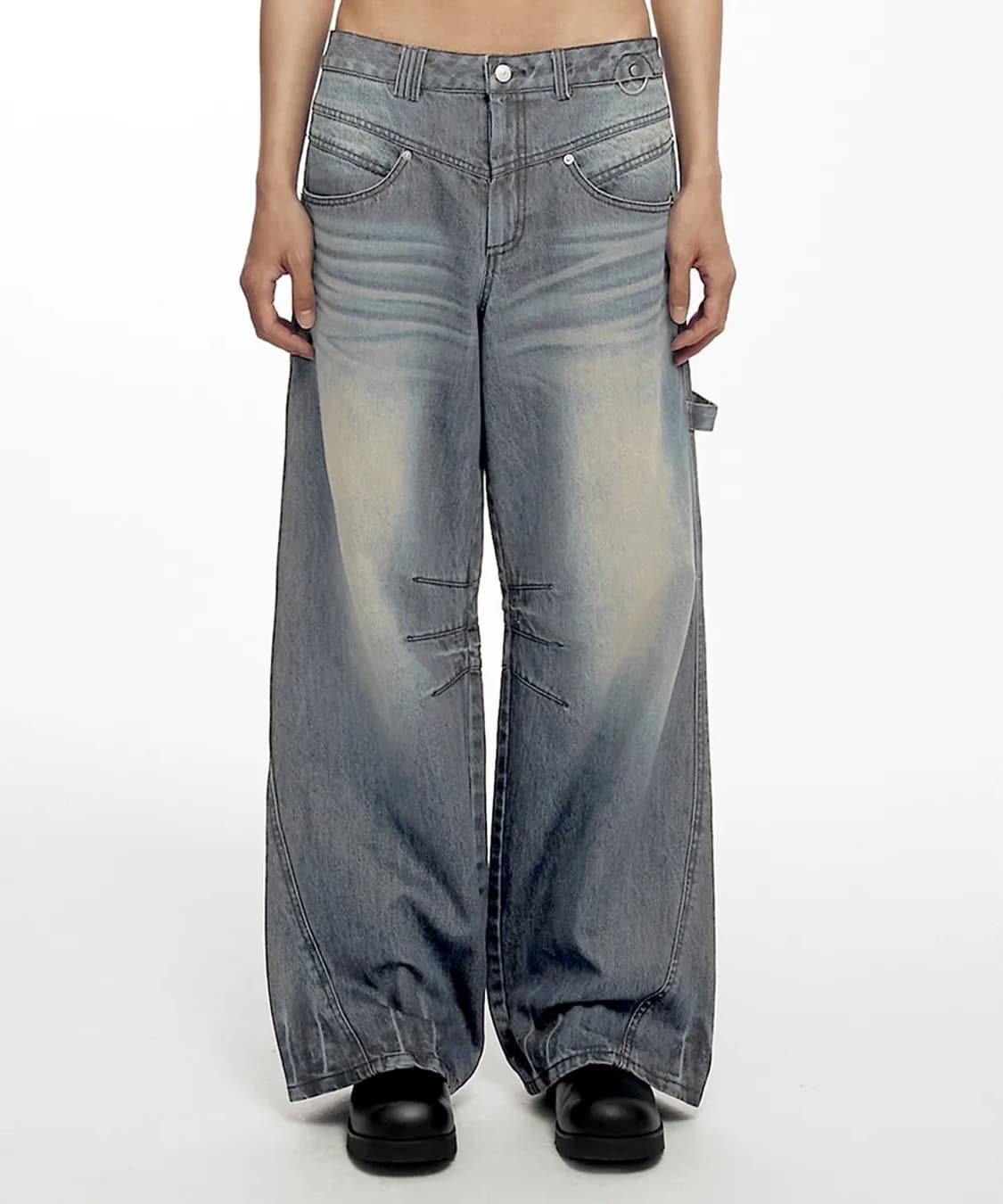 HIGHLIGHT WASHED JEANS (UNISEX) BLACK 상품이미지1