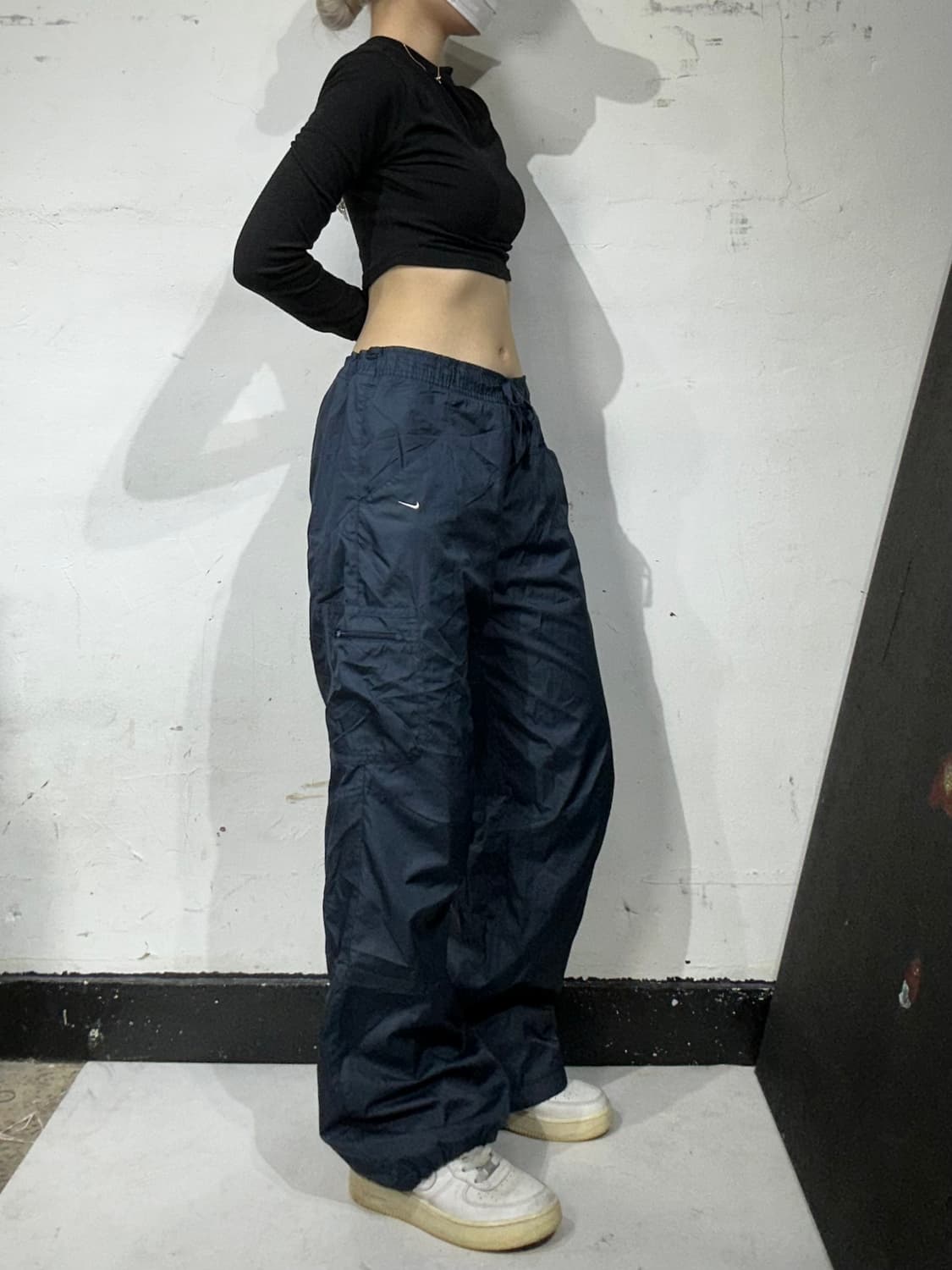 나이키 00s 네이비 스몰 스우시 힙합 댄스 트랙 팬츠 추리닝 바지 L 상품이미지1