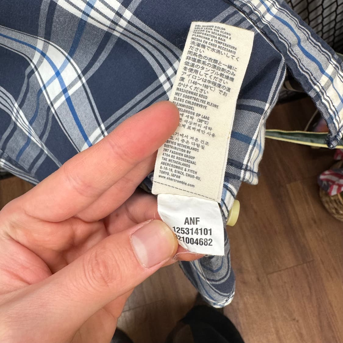 아베크롬비 타탄 체크 셔츠 전면 포켓 로고 포인트 화이트 네이비 상품이미지7
