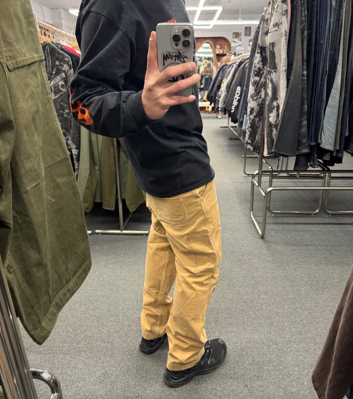 34)칼하트 빈티지 베이지 더블니 워크팬츠 상품이미지1