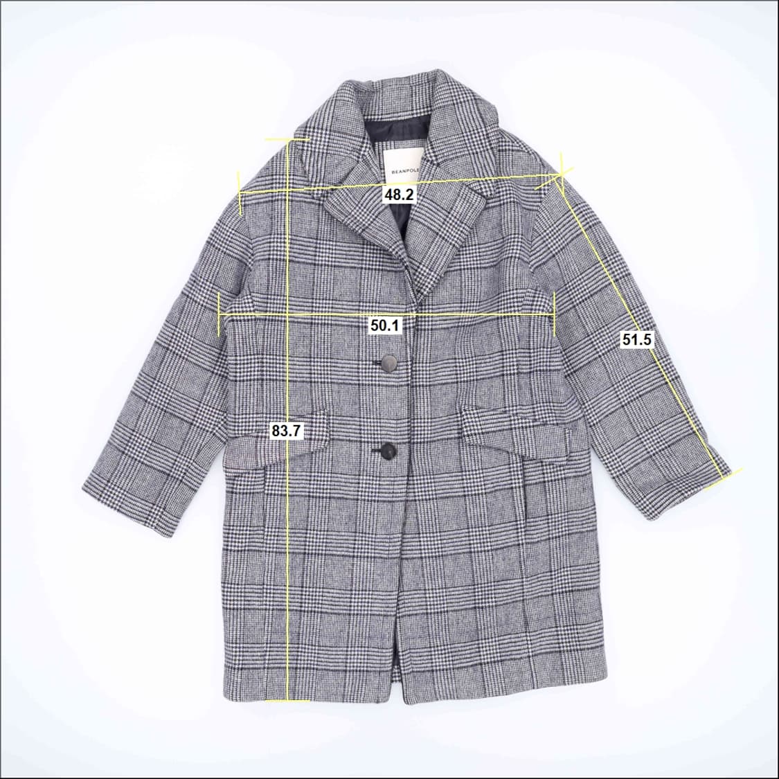 [95] 빈폴 울 캐시미어 체크 코트 1103HR2 상품이미지8