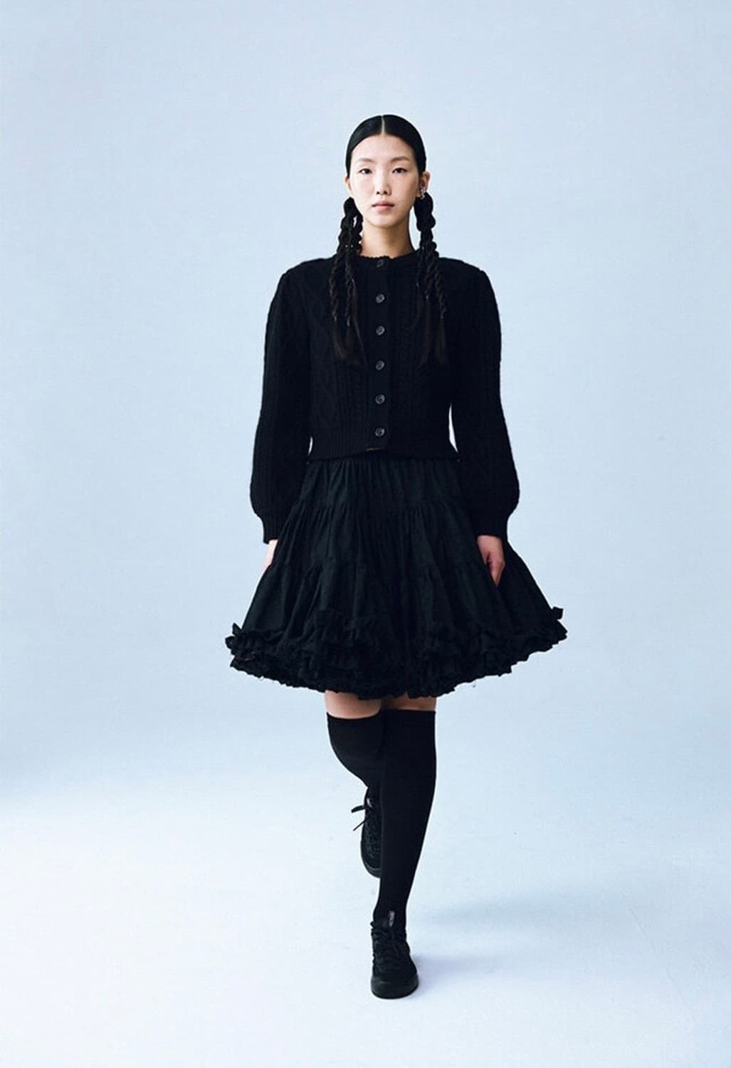 COSMOSS puff twist short cardigan(black) 상품이미지1