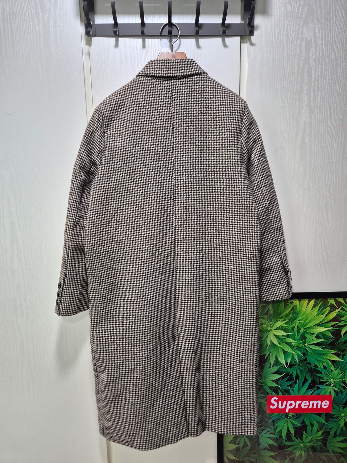 빈티지 하운드투스 체크 더블 코트 브라운 상품이미지10