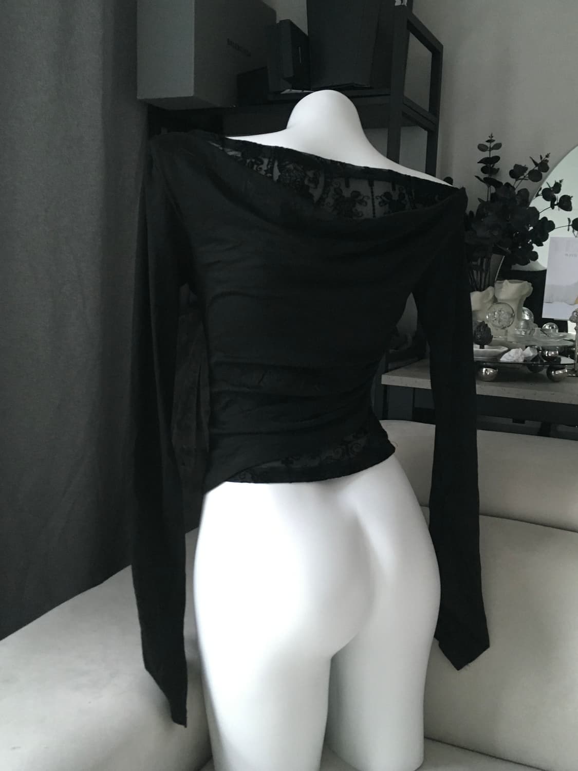 ༒ Gothic mesh drape top 상품이미지2