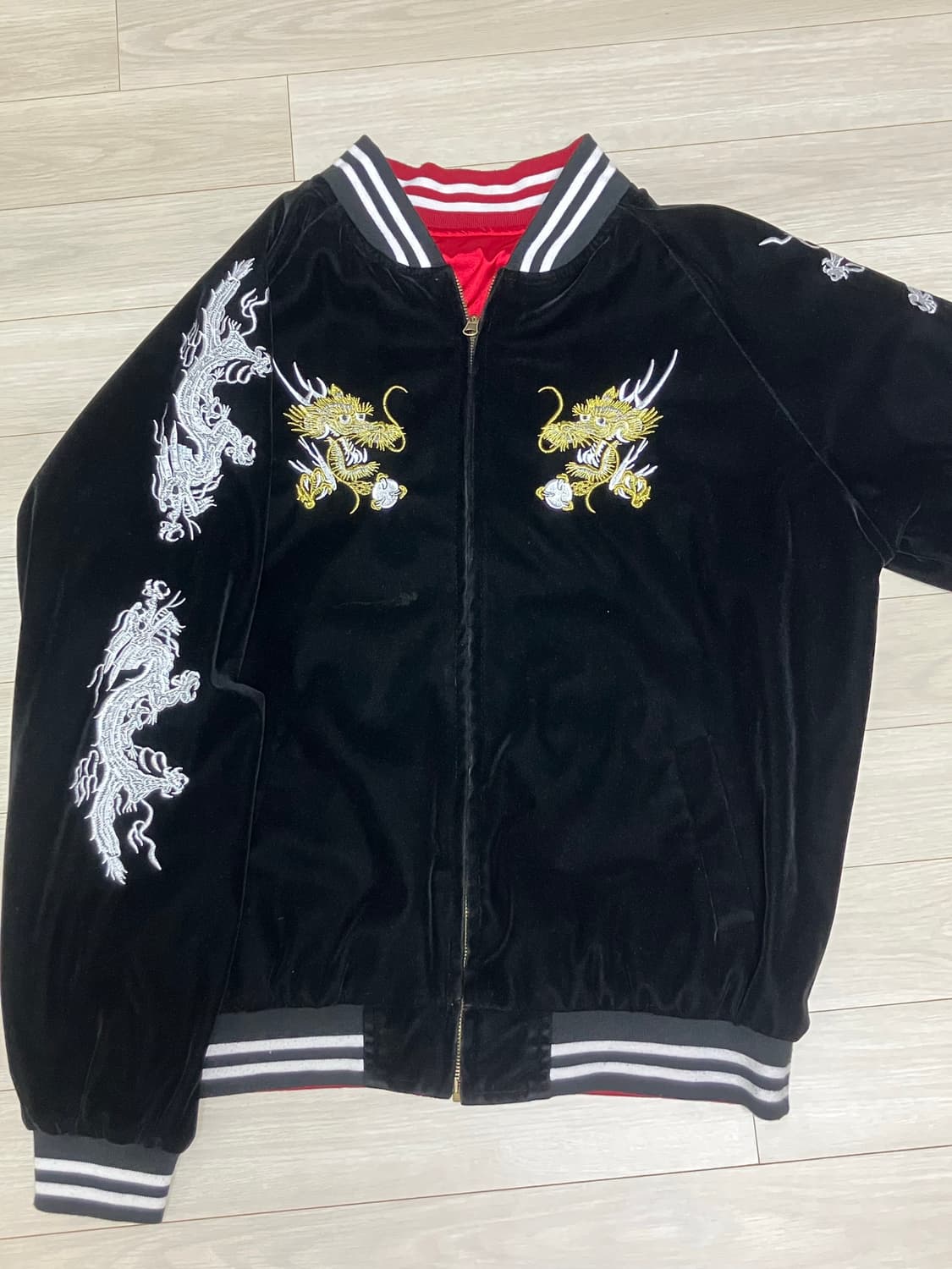 일본 빈티지 양면 벨벳 스카쟌(교신 가능) 100~105 상품이미지2