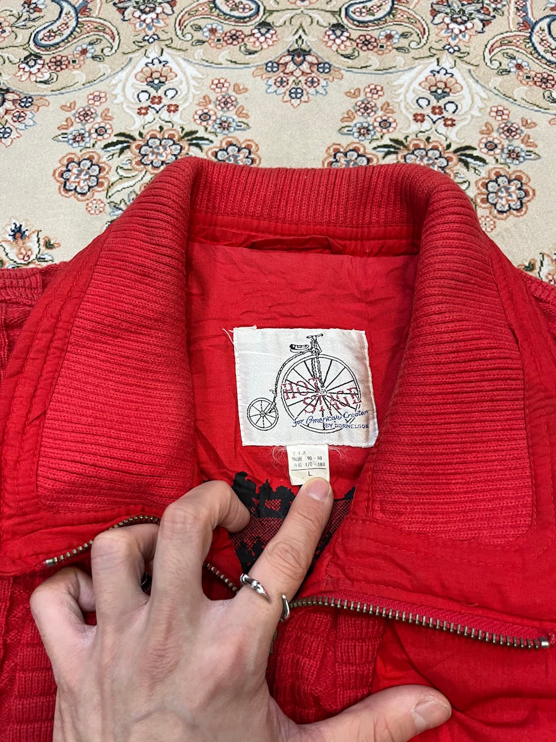 JPN VTG 하이넥 디테일 레드 봄버 자켓 상품이미지4