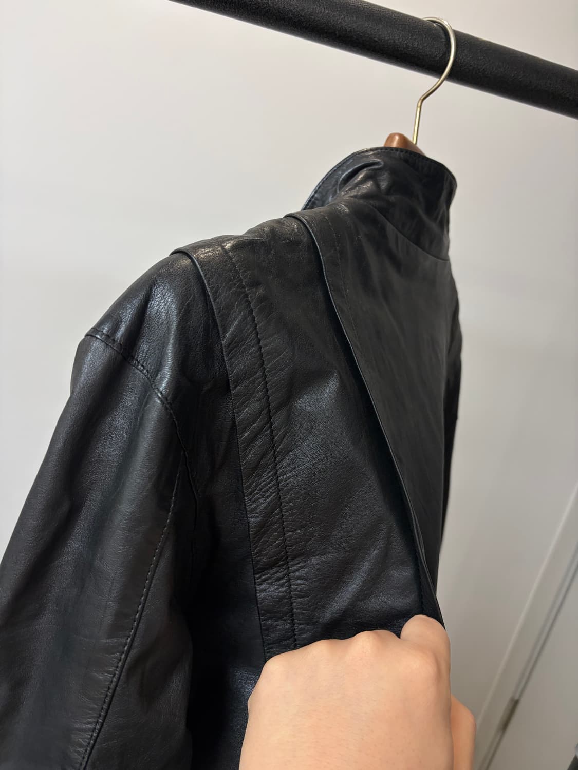 (L) jpn Toyko Leather 셔링 디테일 가죽 자켓 상품이미지4