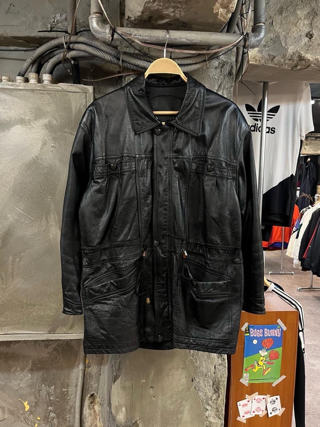 빈티지 오스카나 버튼 레더 자켓 블랙 100 #csz2143 상품이미지1