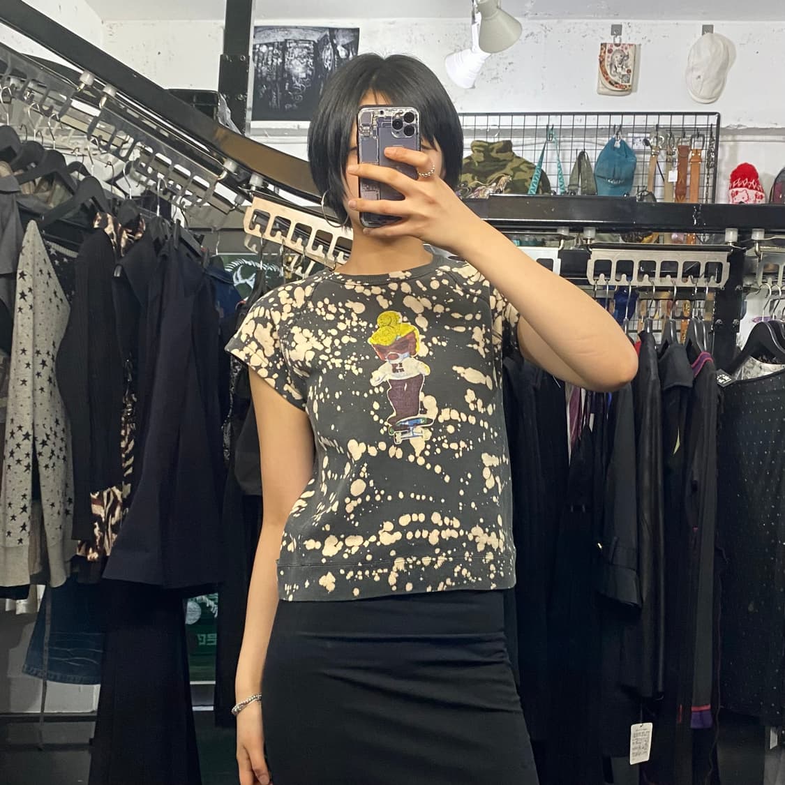 Hysteric glamour 캐릭터 프린팅 블리치 반팔티셔츠 상품이미지8