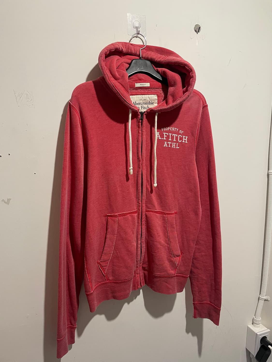 아베크롬비 피치 기모 후드집업 핑크 상품이미지1