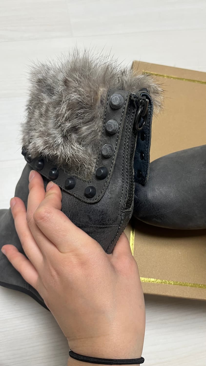 ash 아쉬 퍼 트리밍 가보시 웨지부츠 38 1/2 챠콜 상품이미지5