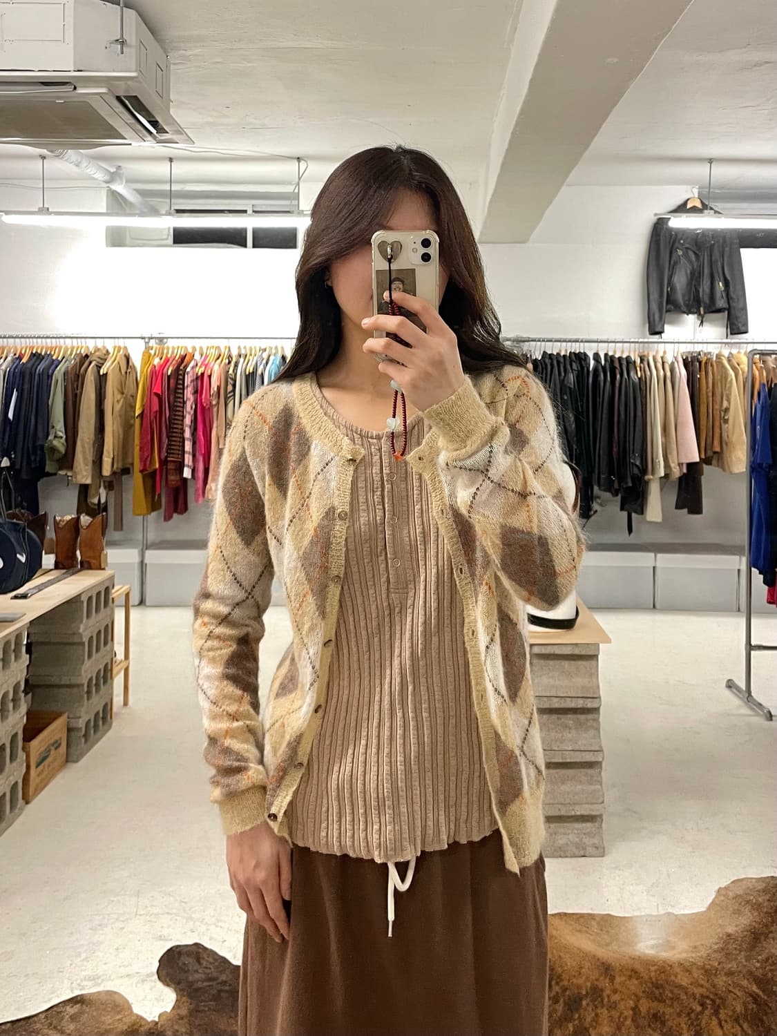 agyle mohair cardigan 로우 게이지 아가일 모헤어 가디건 상품이미지1