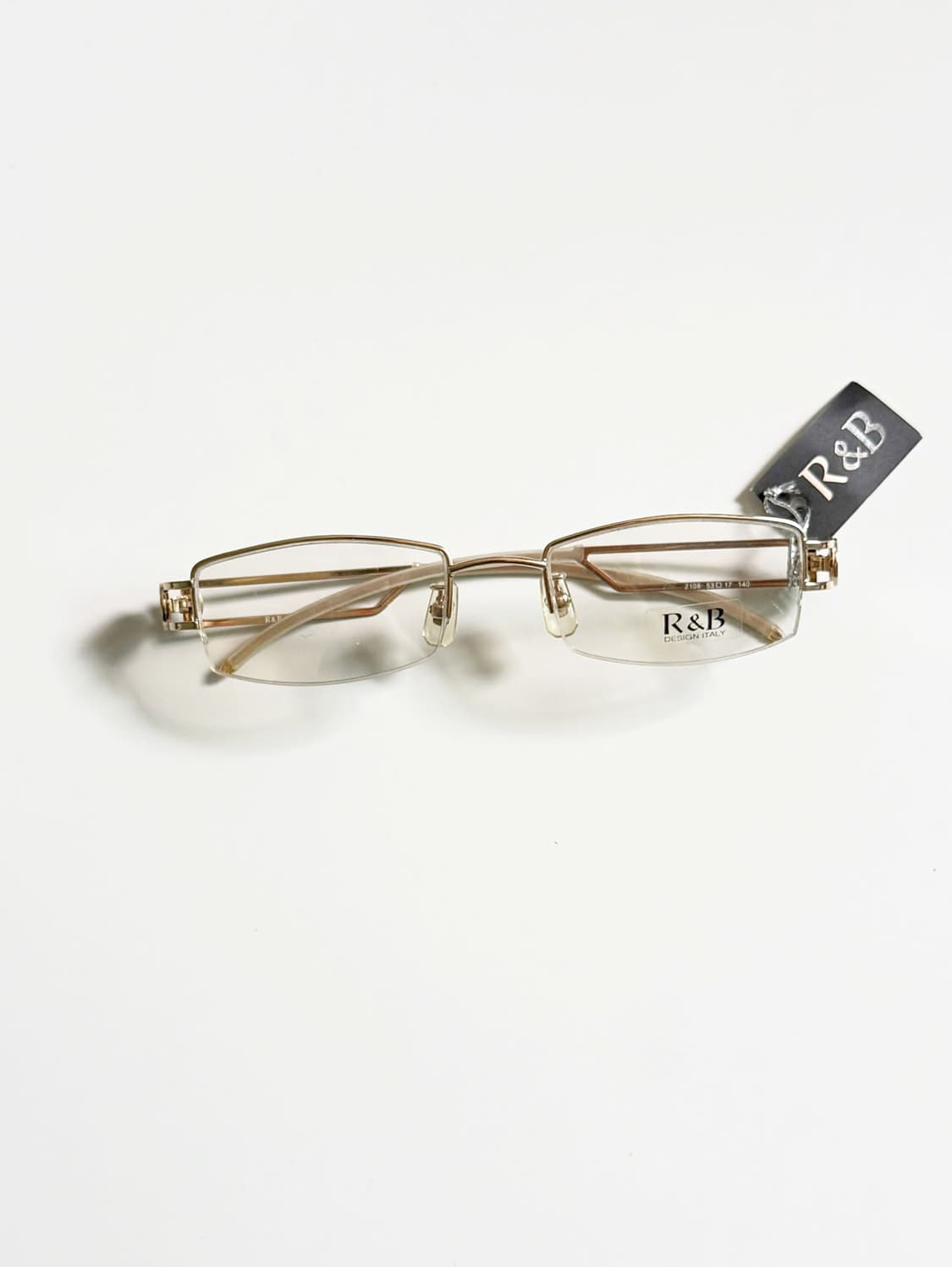 R&B Eyewear 반무테 스퀘어 골드 메탈 빈티지 안경 상품이미지2