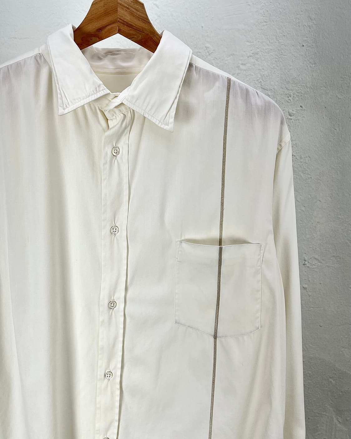 질샌더 화이트 베이직 리넨 포이카 원 포켓 셔츠 상품이미지3