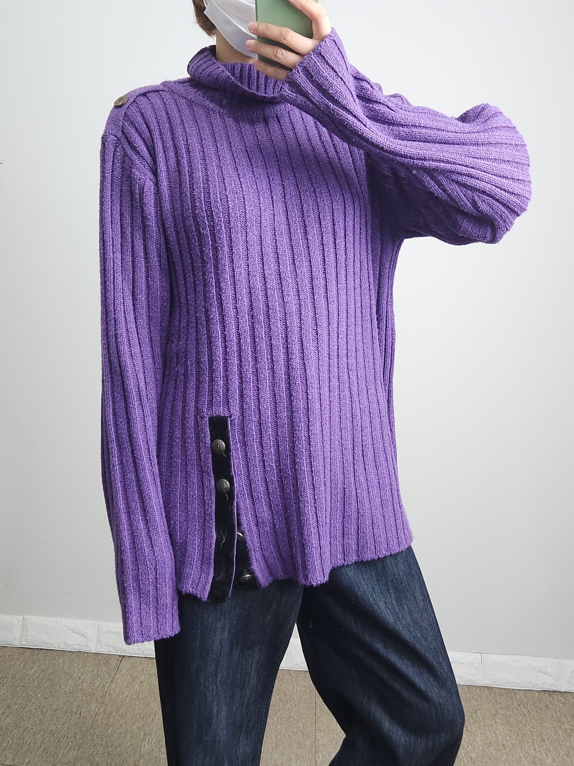 골지 트임 롱 니트 상품이미지2