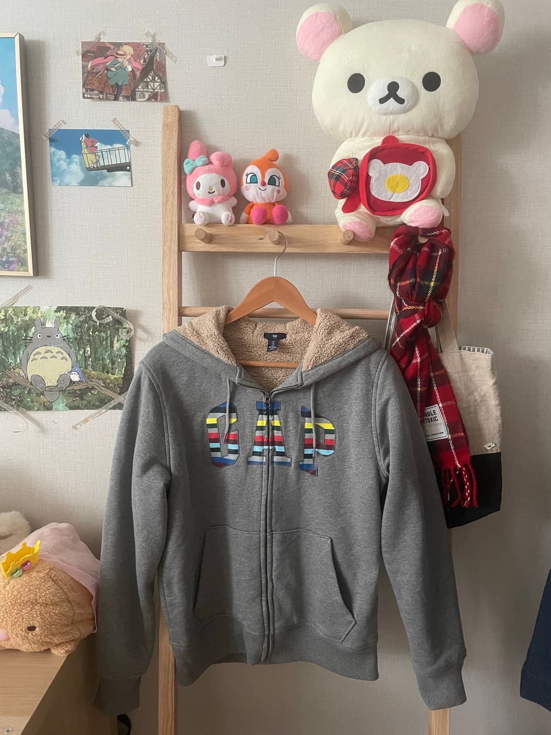 빈티지 gap 양털 그레이 후드집업 상품이미지1