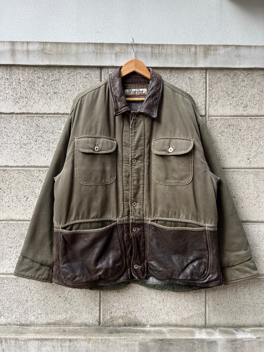 1980/90s BLUE ONE CORDUROY 가죽코듀로이헌팅자켓 상품이미지1