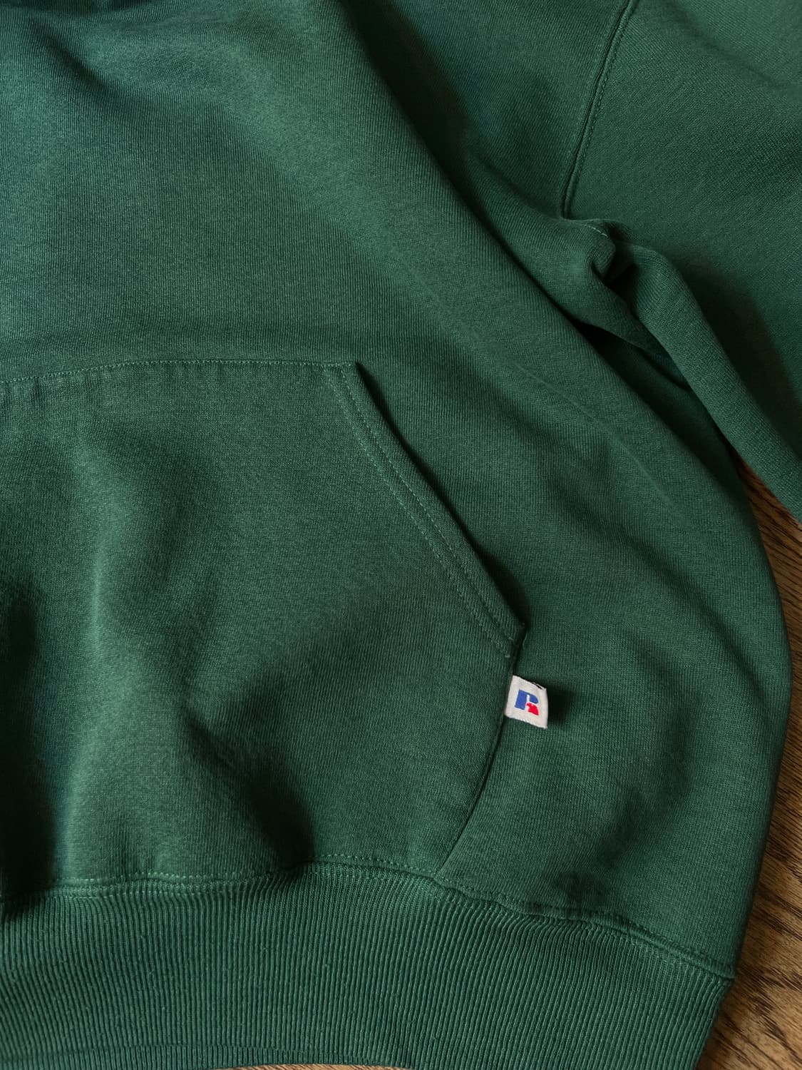 [XL]90's 러셀 Made in USA 빈티지 그린 버튼 후드 티셔츠 상품이미지5