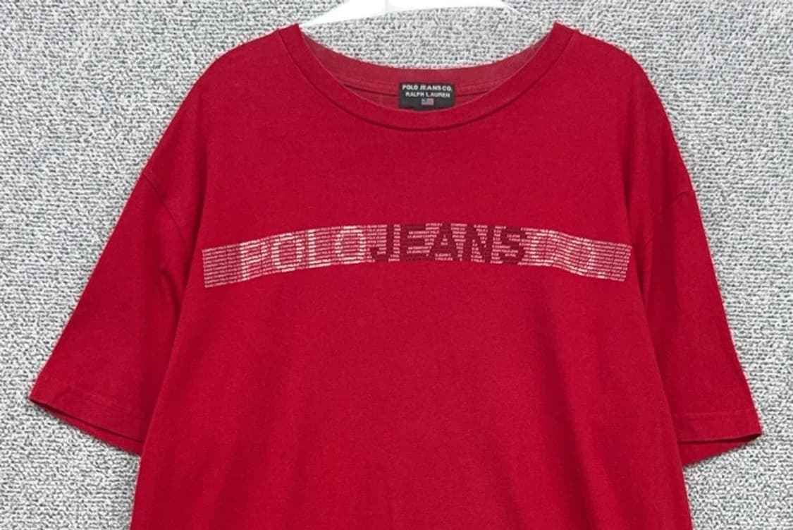 폴로 랄프로렌 두산 빈티지 프린팅 레드 반팔티 L 상품이미지3