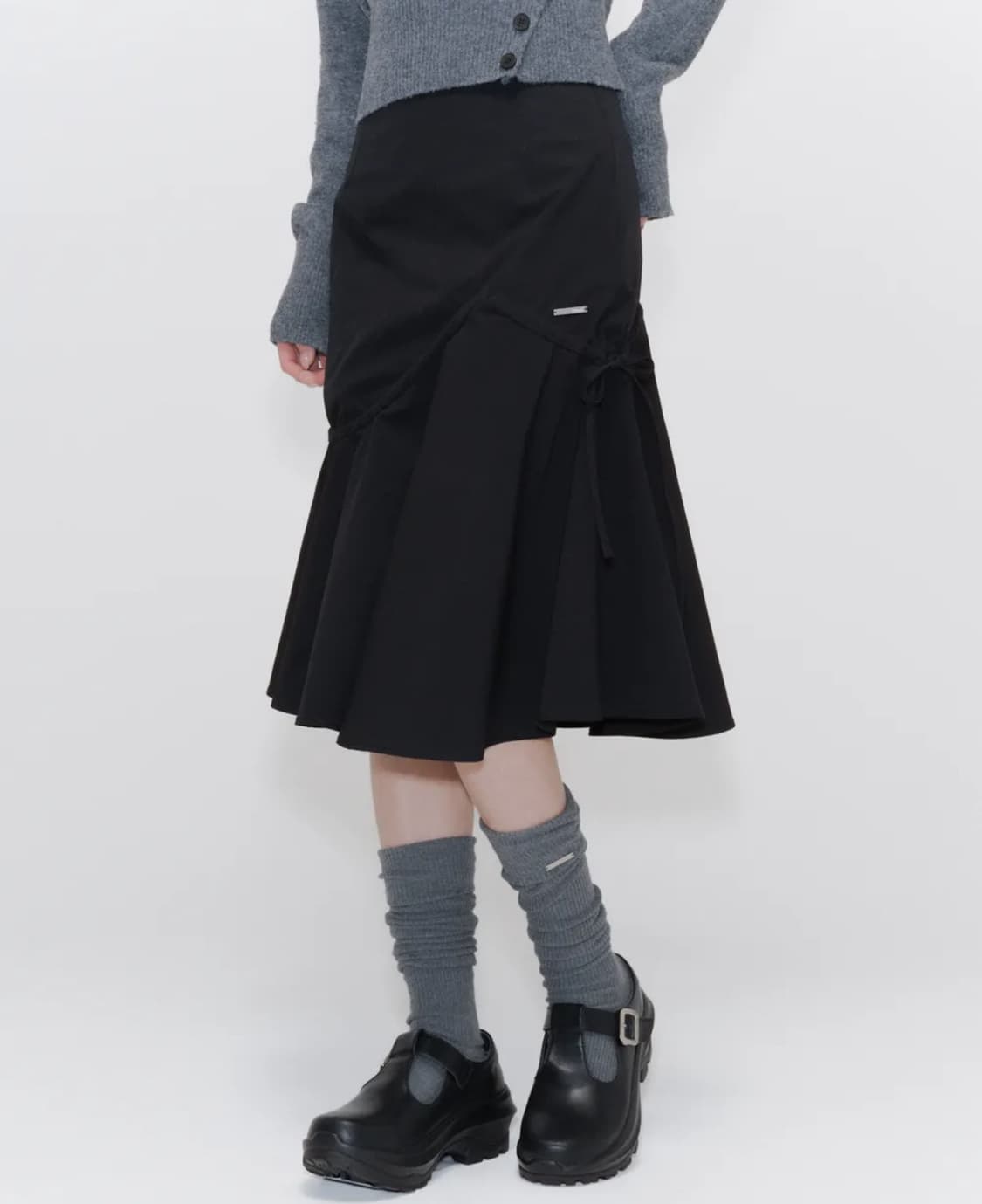 미세키서울 치마Shirring ruffle midi skirt BLACK 상품이미지1