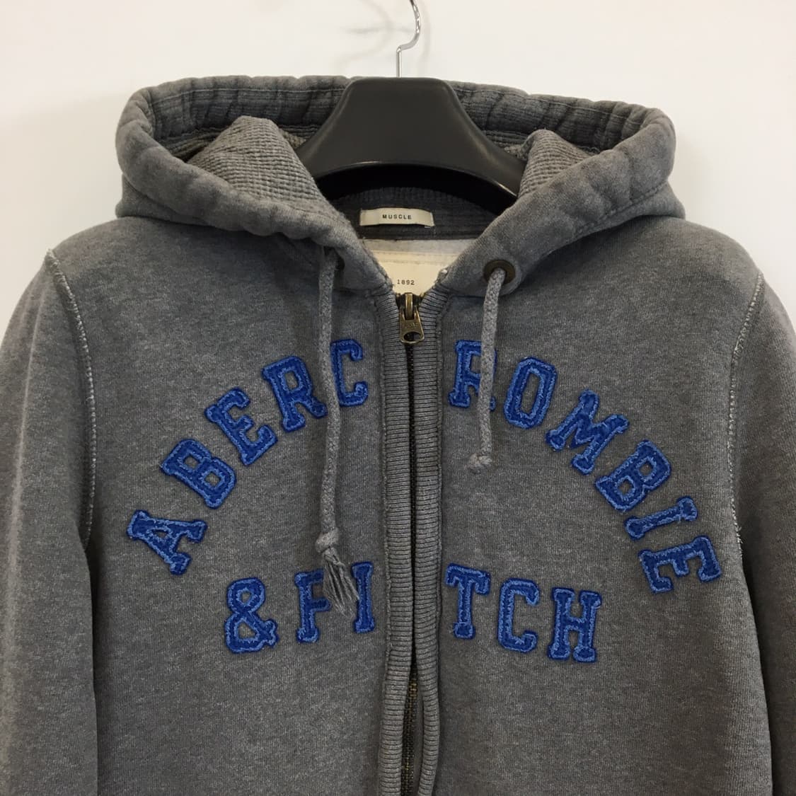 아베크롬비 Y2K 아치로고 그레이블루 후드집업 L 상품이미지2