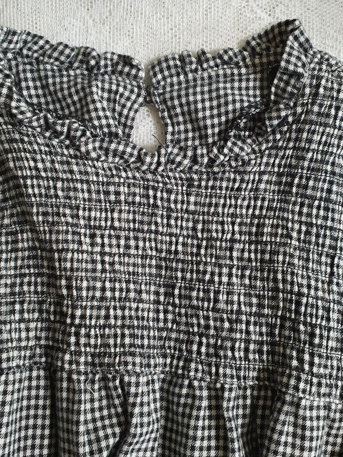 [일본빈티지] 깅엄체크 스모크 블라우스 긴팔 상품이미지8