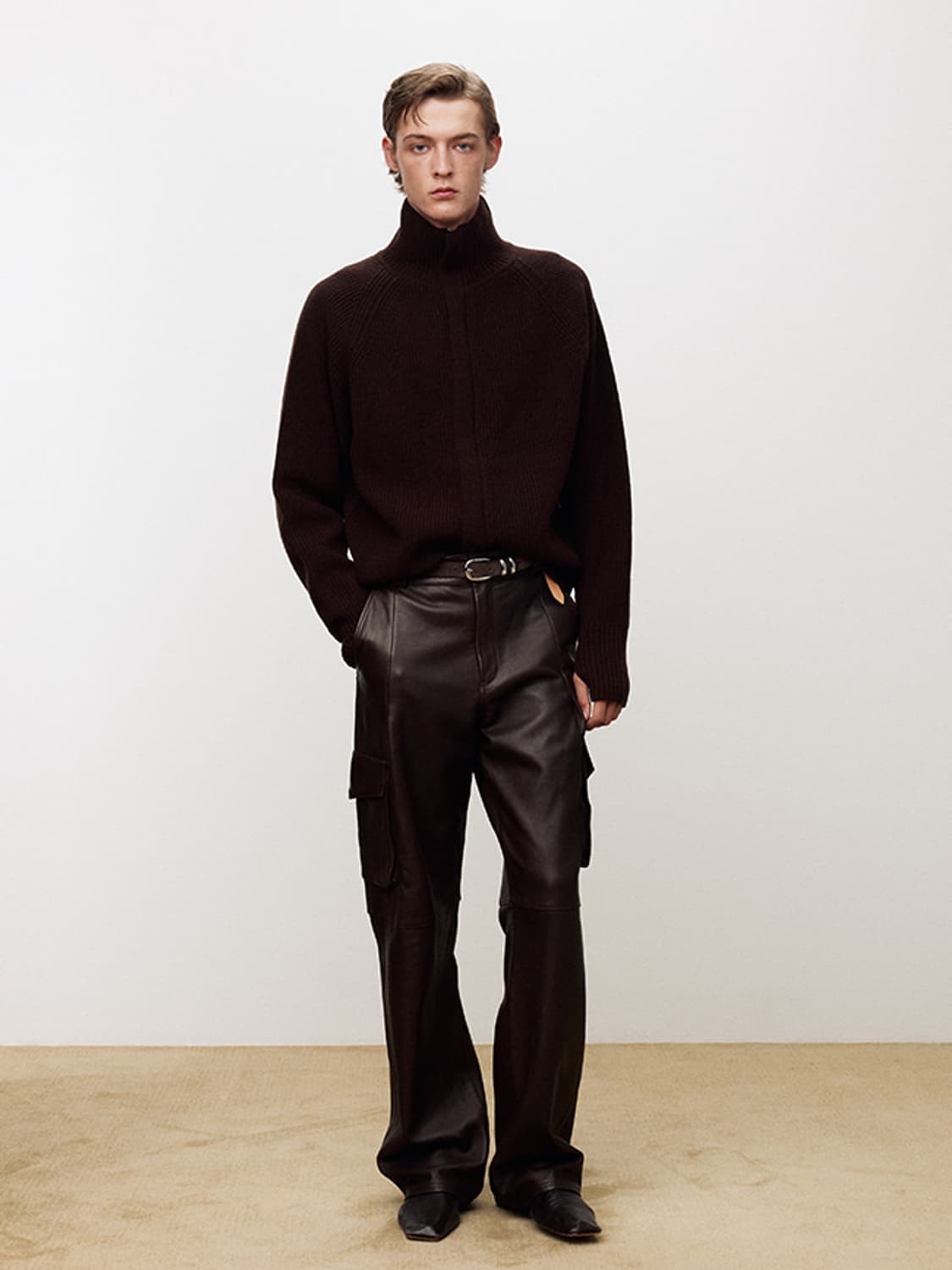 토니웩 SUPER FINE MERINO WOOL 니트 집업 [다크브라운] 상품이미지4