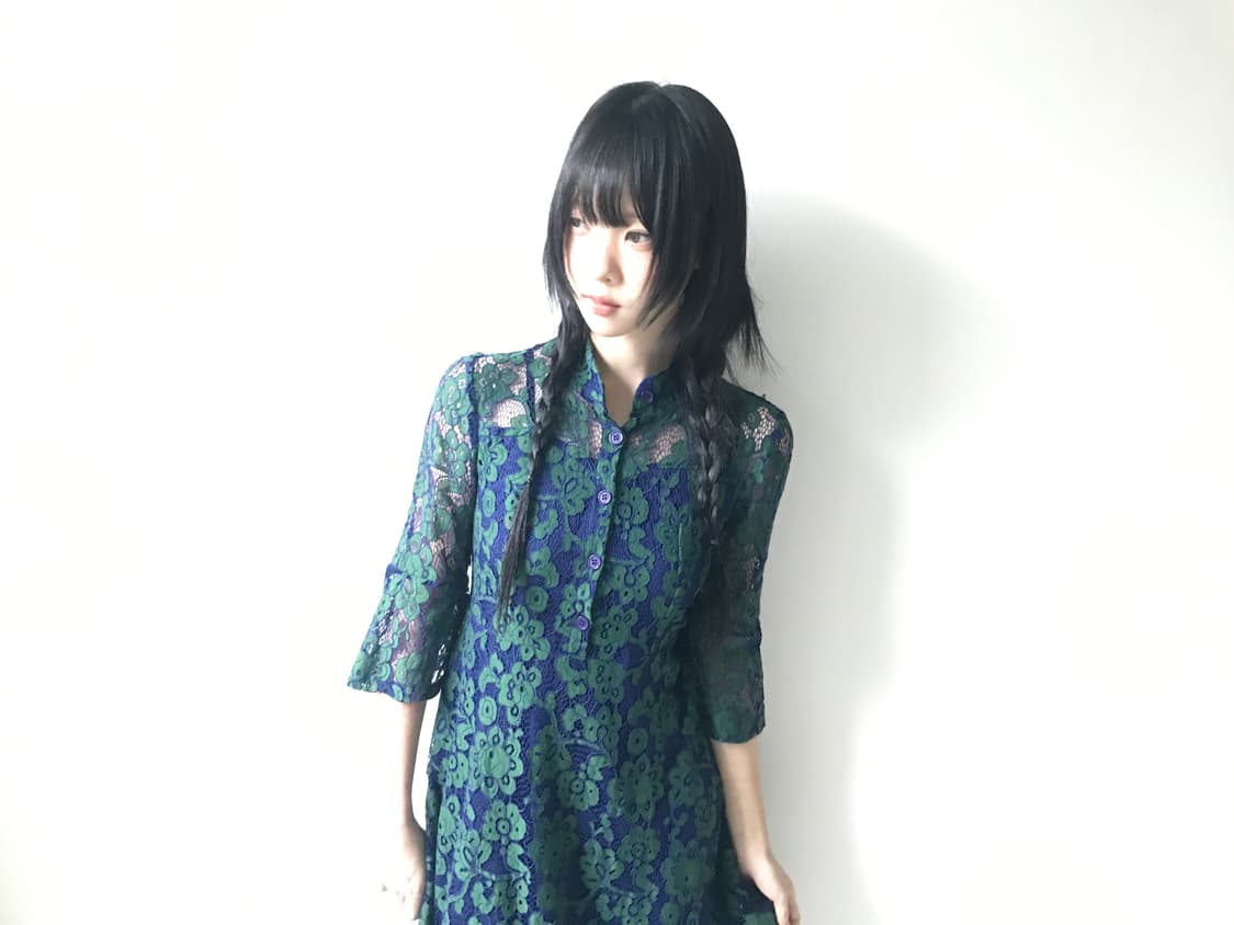 Lace collar flower dress(bluish green) 상품이미지4