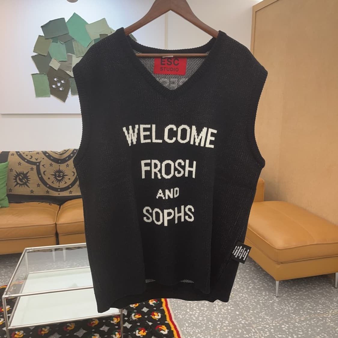 ESC스튜디오 스트릿 힙합 레터링 니트 조끼 베스트 105 C07960 상품이미지3