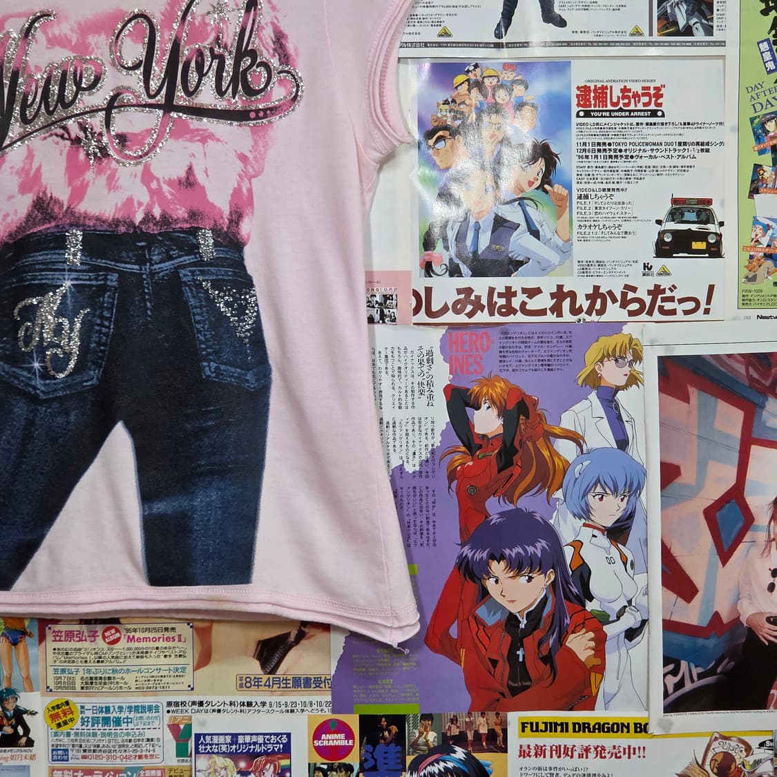 키치 핑크 프린팅 글리터 반팔 상품이미지4