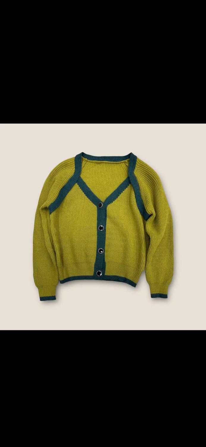O129 빈티지 JPN 배색 포인트 니트 가디건(W) 상품이미지1