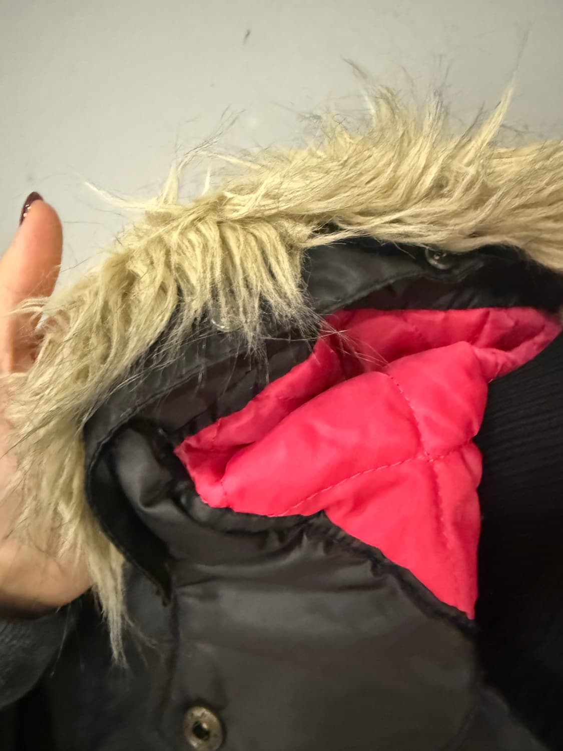 hot pink point fur trimming padding 상품이미지8