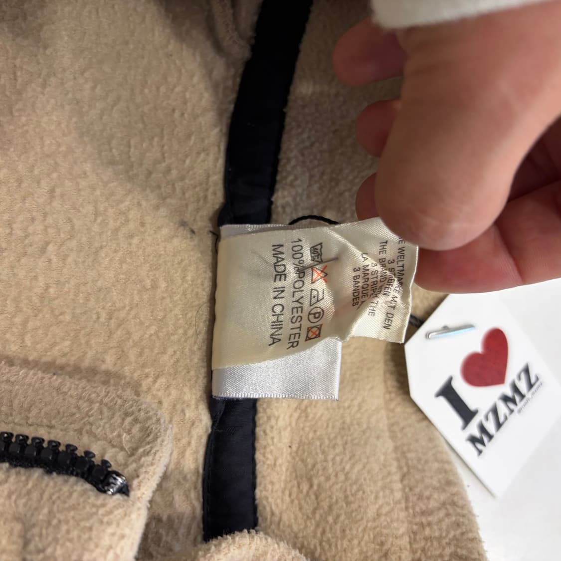 [L] 아디다스 올드 빅로고 베이지색 후리스 집업 D872 상품이미지6