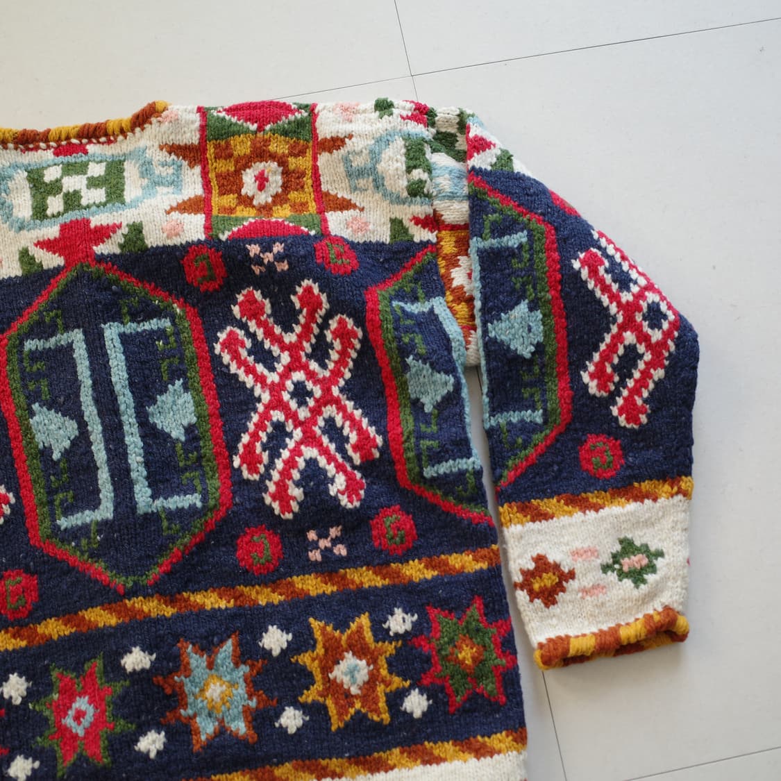 90s 빈티지 에스닉 나바호 아즈텍 핸드메이드 울 가디건 볼리비아(M) 상품이미지7