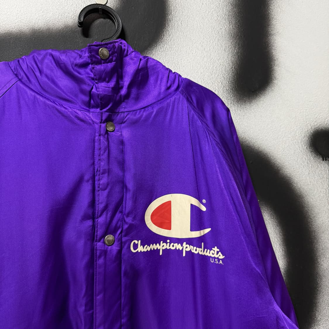 챔피온 00s 올드스쿨 빅 프린팅 플리스 돕바 롱 코치 자켓 상품이미지3