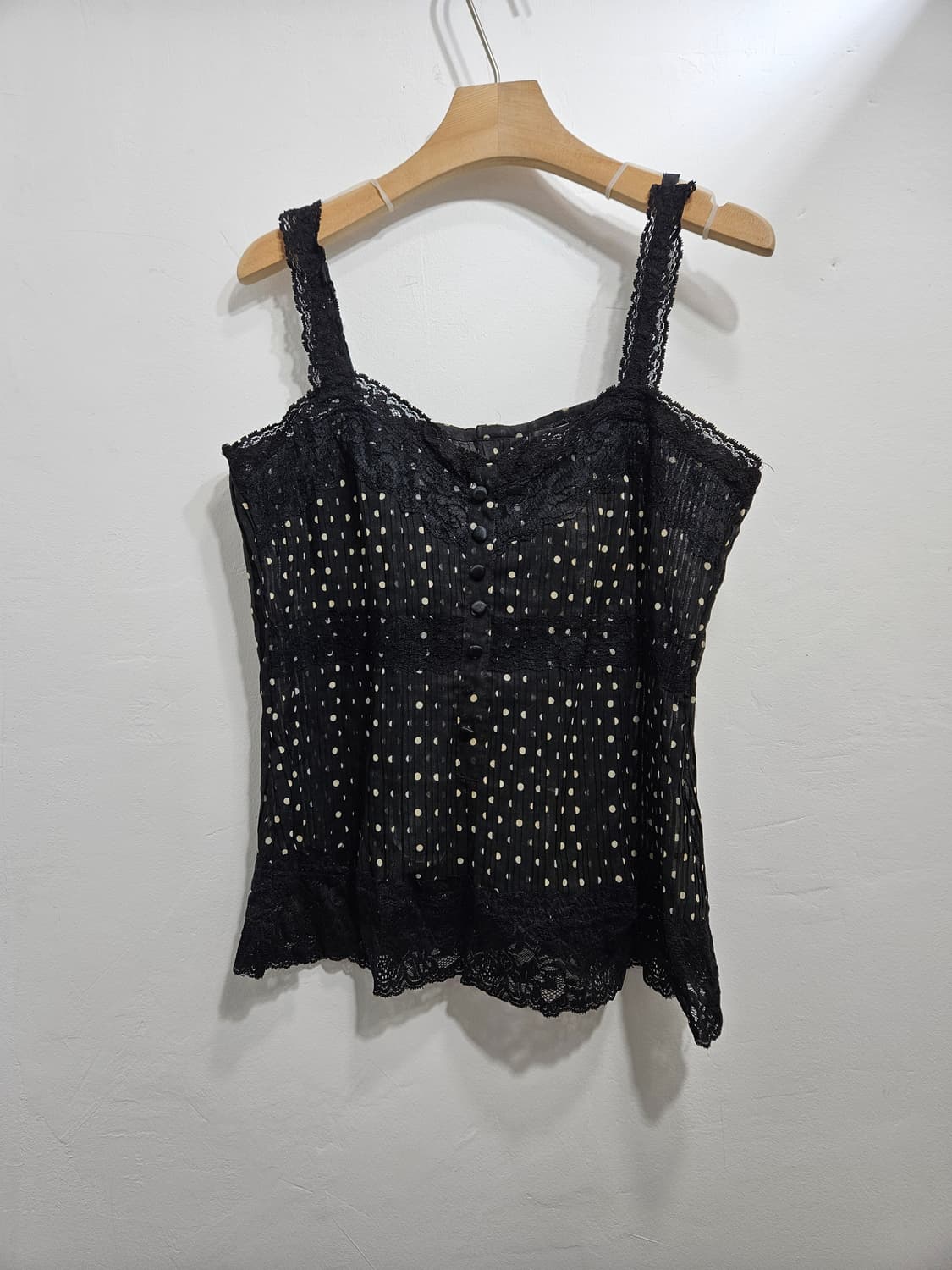 블랙 도트 슬리브리스 탑 상품이미지1