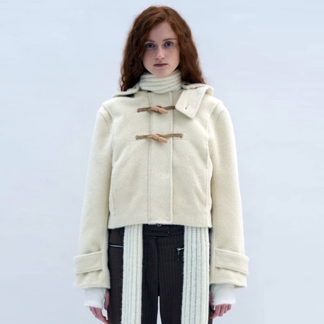 파르티멘토(PARTIMENTO) 헤어리 울 숏 더플코트 프리사이즈 새상품 상품이미지1