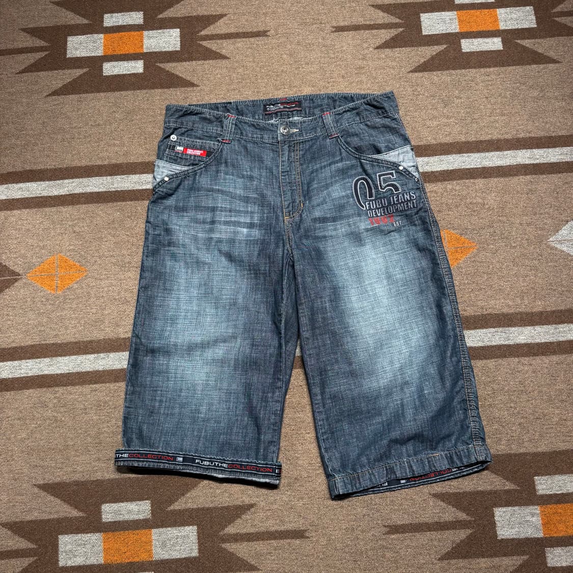FUBU 후부 00s y2k 올드스쿨 버뮤다 데님 팬츠 35 반바지 상품이미지1