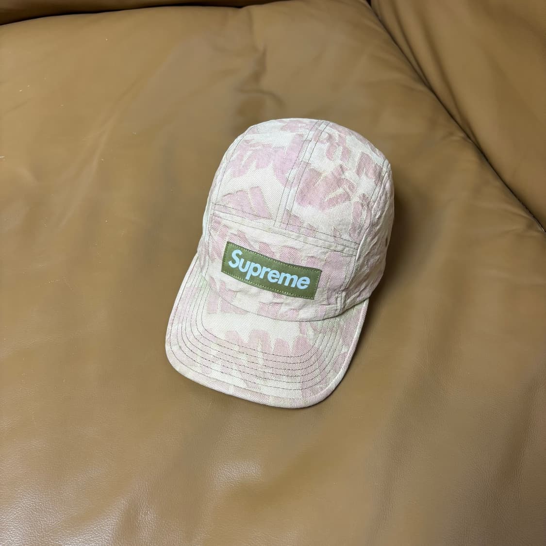 Supreme 슈프림 자카드 데님 올리브 탄 캠프캡 모자 상품이미지1