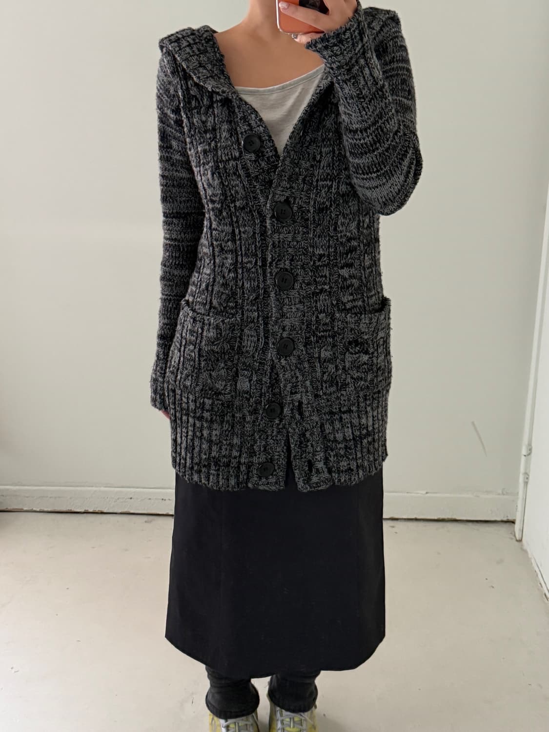 일본빈티지 멜란지 보카시니트 롱 가디건 상품이미지3