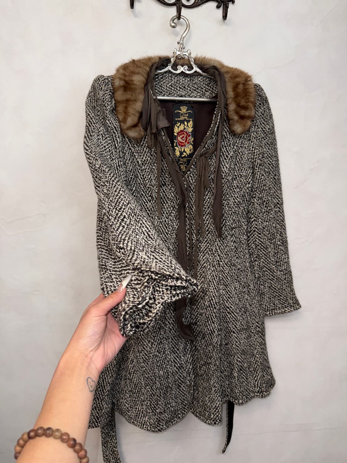 O’2ND brown mink fur silk detail coat 상품이미지2