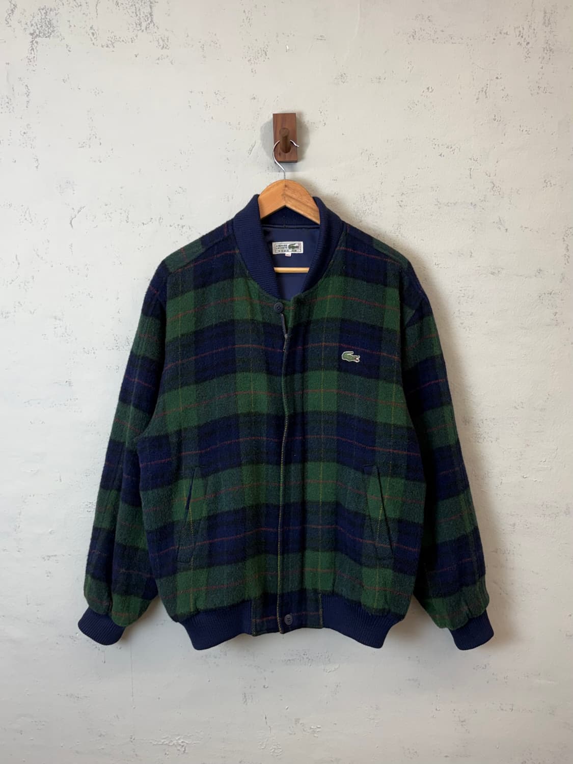 라코스테 90s 빈티지 체크 울 블루종 자켓 상품이미지1