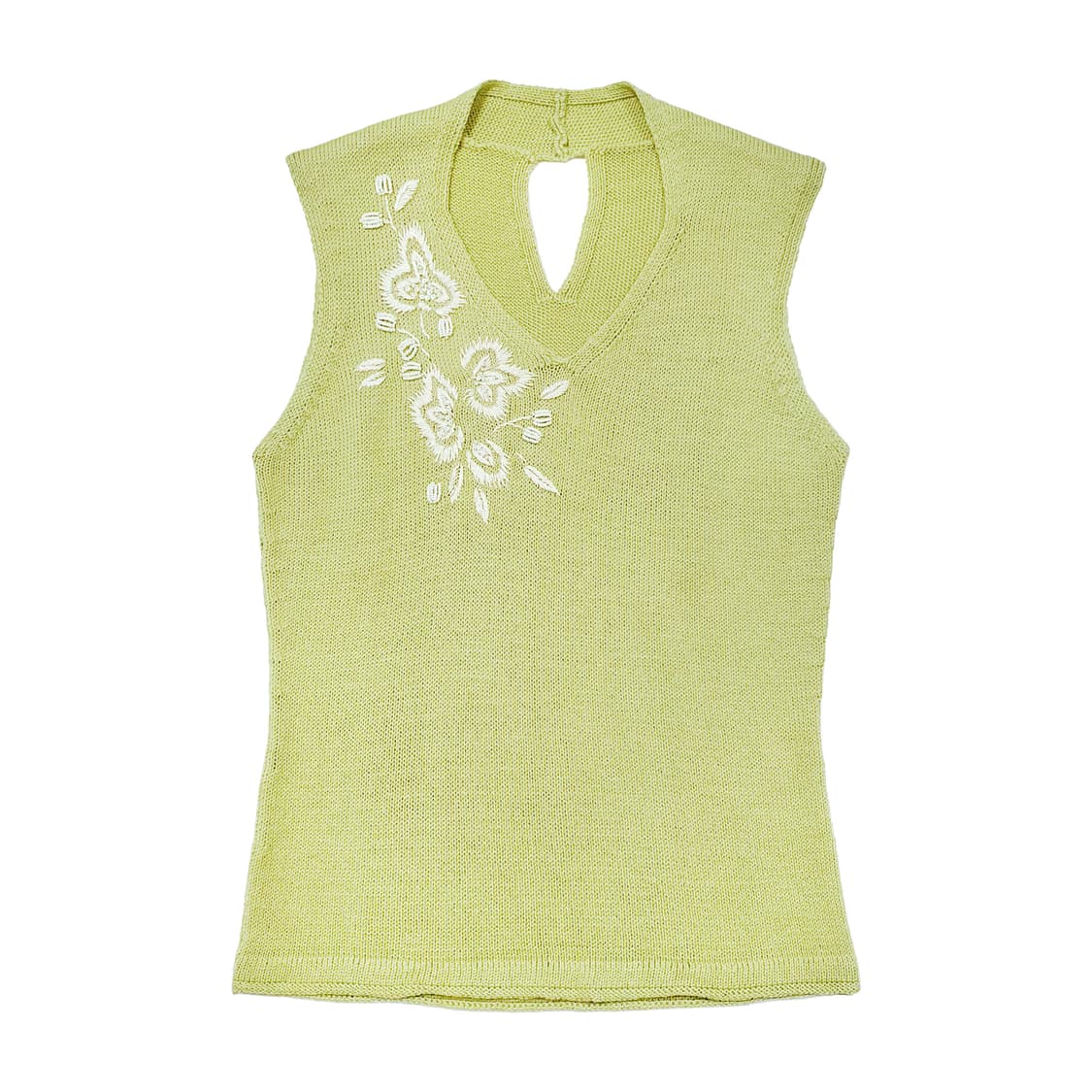 자수 홀터 슬리브리스 울 니트 탑 상품이미지1