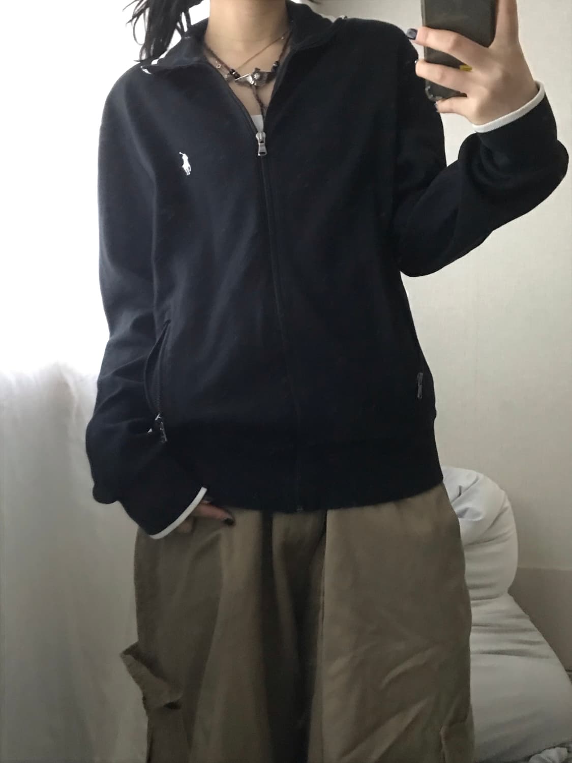 폴로 블랙 화이트 집업 상품이미지8